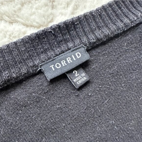 Torrid | Black Open Front Button Cardigan | Size 2 - Picture 6 of 10